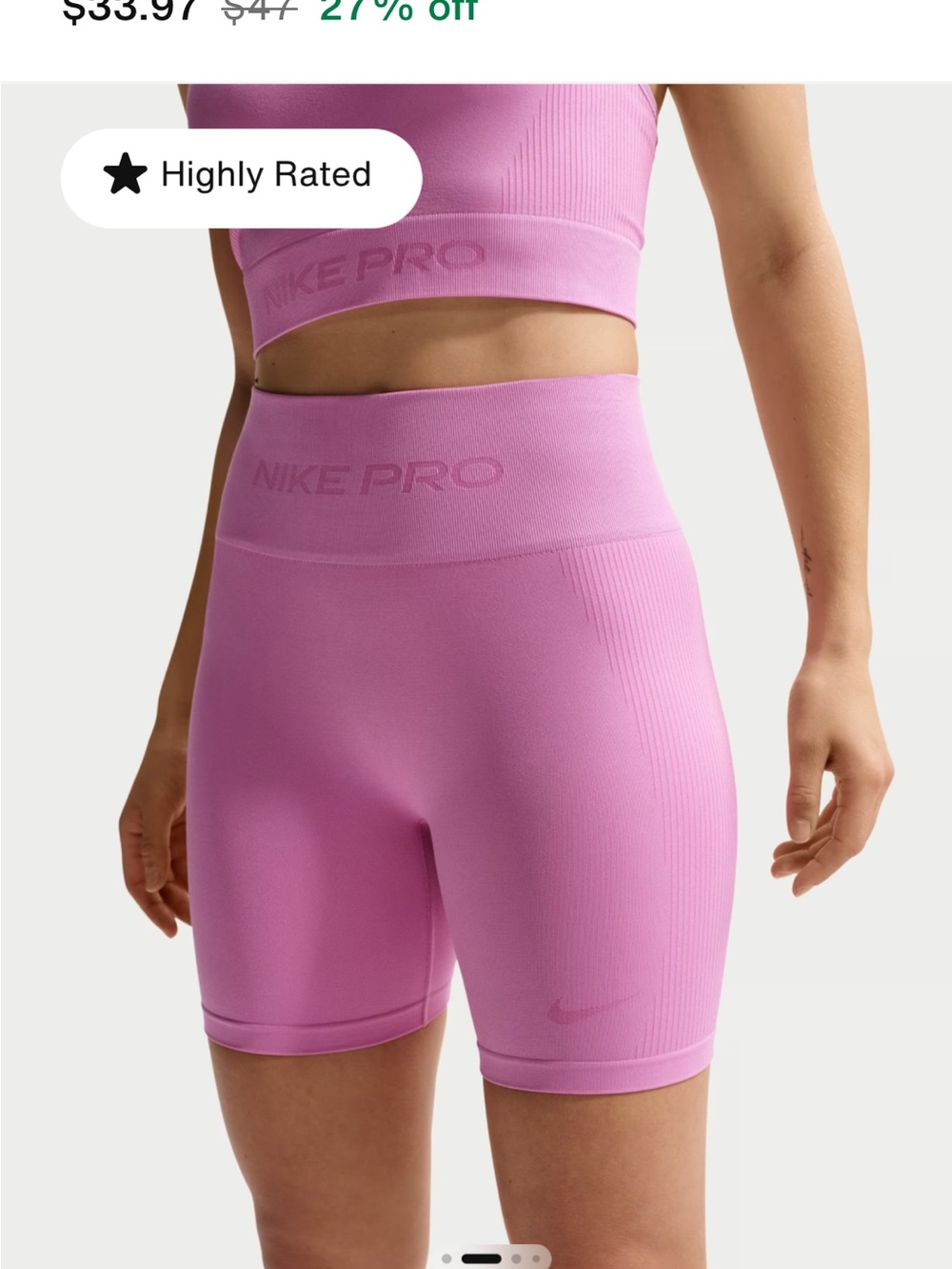 Nike Pro Size XS Seamless Women's Dri-FIT High-Waisted 5" Biker Shorts